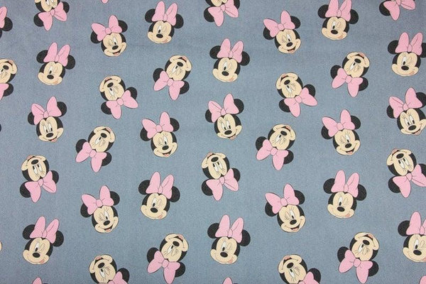 Minnie Mouse Gray! 1 Meter Printed Cotton-Blends Fabric, Fabric by Yard, Yardage Fabrics, Children  Kids, Mickey