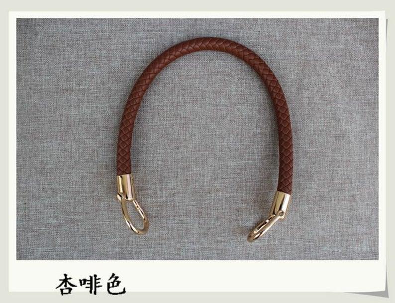 A Braided PU Leather Bag handle With Dismountable Buckles, flexible edition, total length 60 cm, Golden Clip Hardwares, 6 Colors available - fabrics-top
