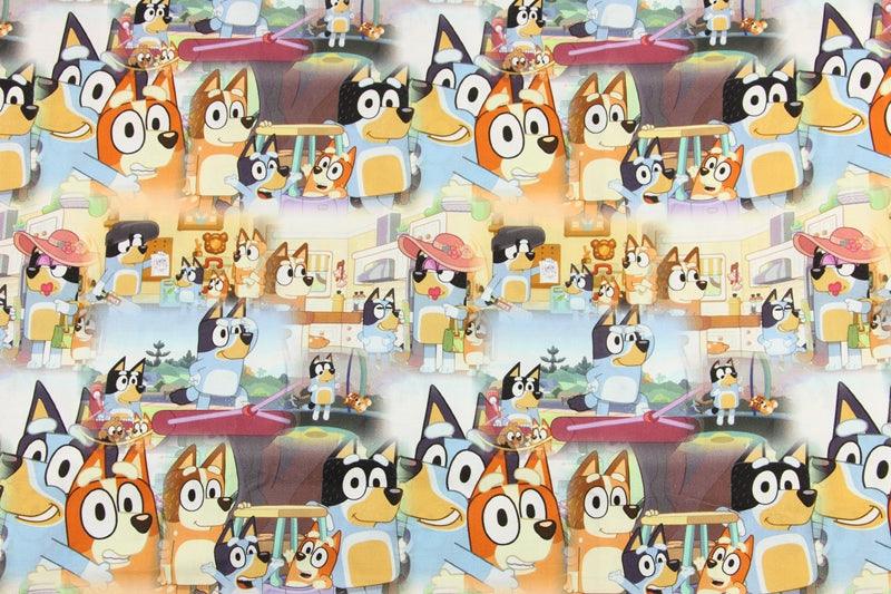 Bluey and Bingo the puppies yellow! 1 Yard Quality Medium Thickness Plain Cotton Fabric, Fabric by Yard,  Cotton Australian Animated