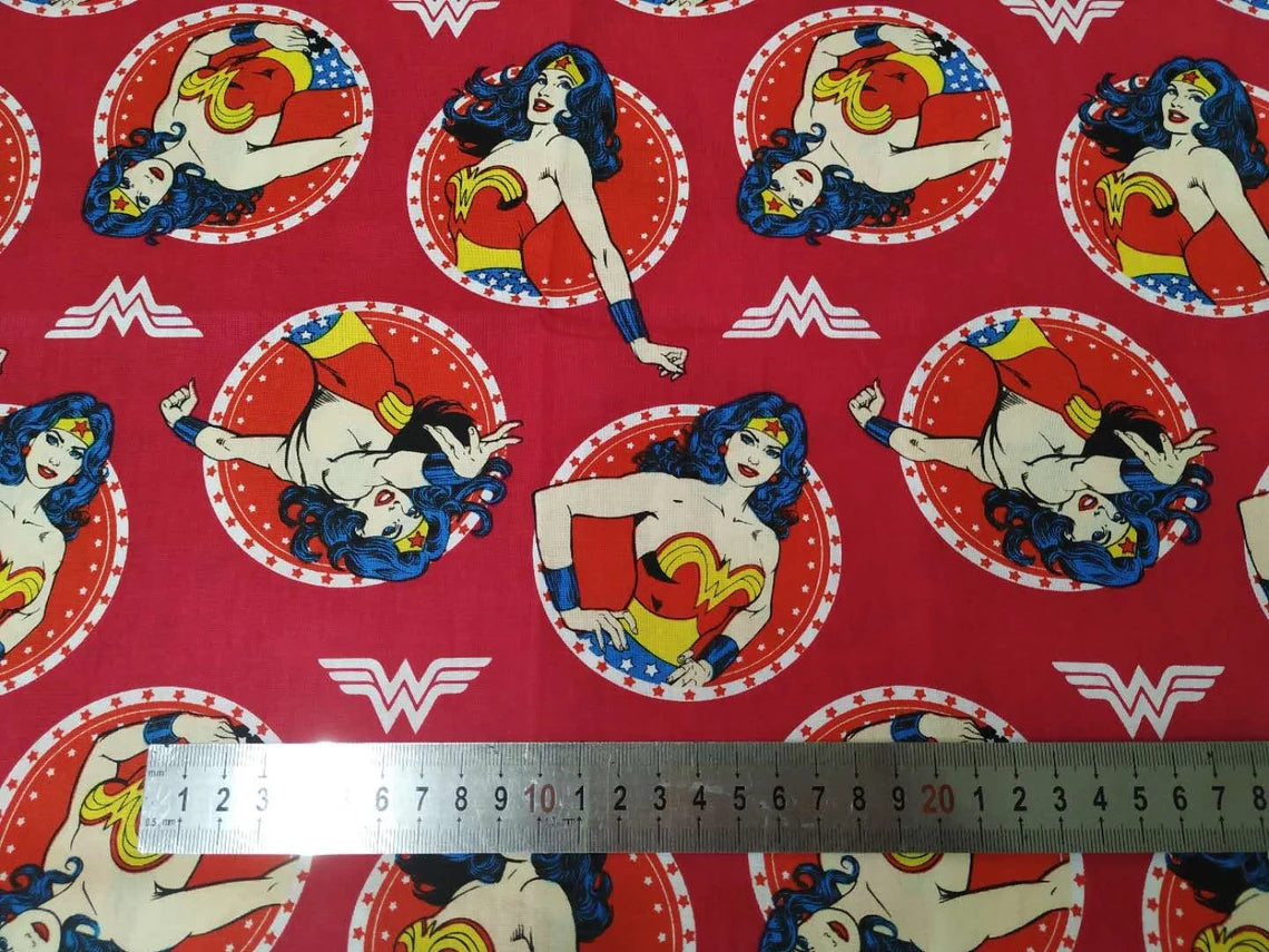 Red Wonder Woman Marvel Super Heroes! 1 Yard Quality Medium Thickness Plain Cotton Fabric Yardage