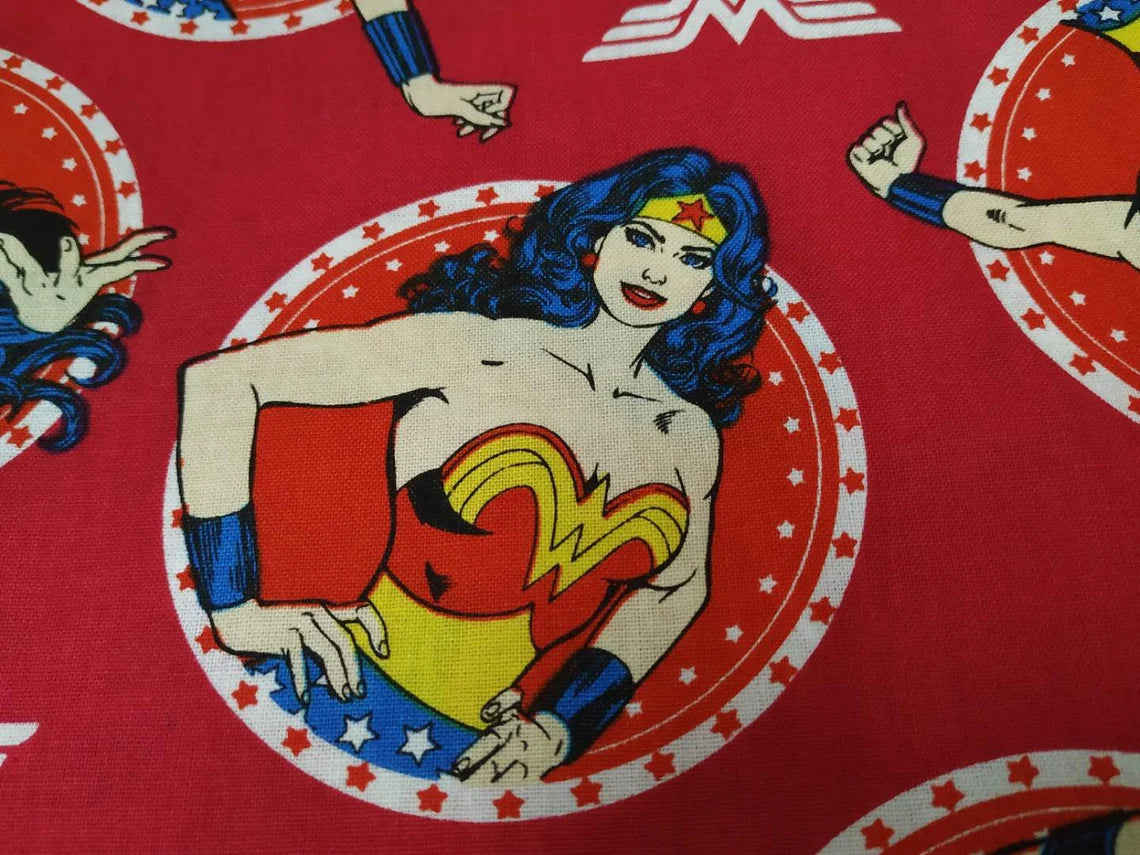 Red Wonder Woman Marvel Super Heroes! 1 Yard Quality Medium Thickness Plain Cotton Fabric Yardage