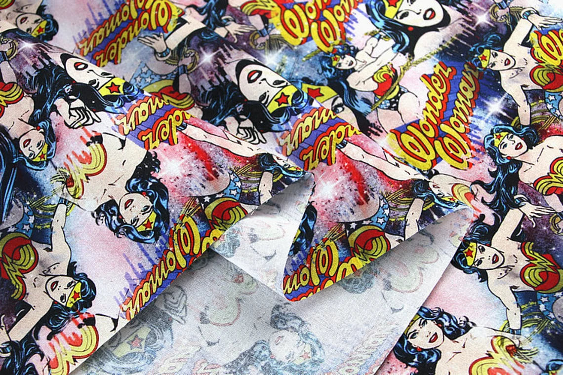 Red Wonder Woman Marvel Super Heroes! 1 Yard Quality Medium Thickness Plain Cotton Fabric Yardage