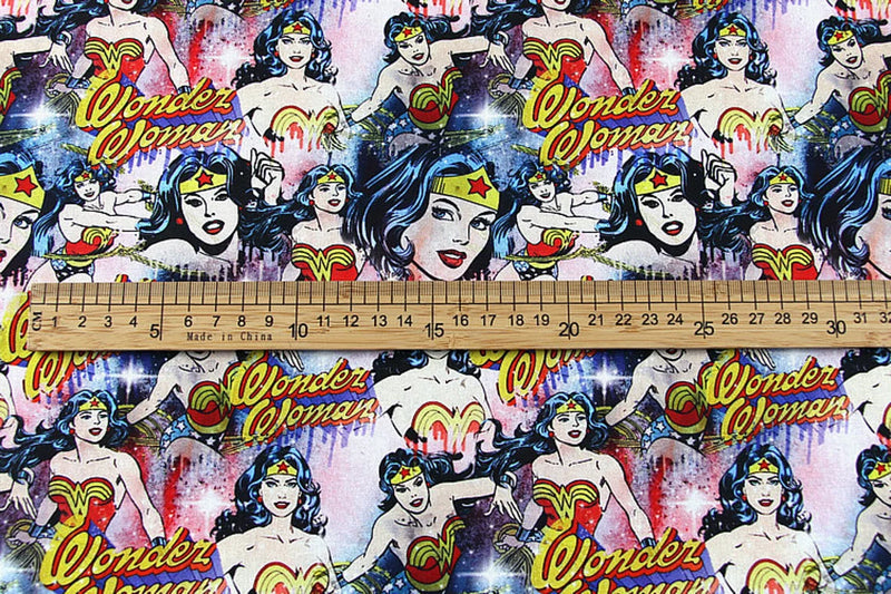 Red Wonder Woman Marvel Super Heroes! 1 Yard Quality Medium Thickness Plain Cotton Fabric Yardage