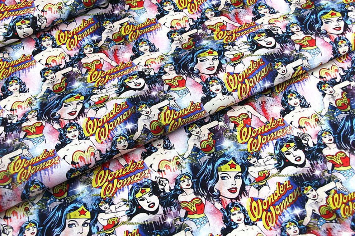 Red Wonder Woman Marvel Super Heroes! 1 Yard Quality Medium Thickness Plain Cotton Fabric Yardage