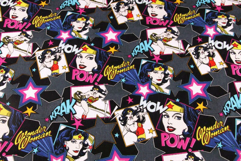 Stars Wonder Woman Marvel Super Heroes! 1 Yard Quality Medium Thickness Plain Cotton Fabric Yardage