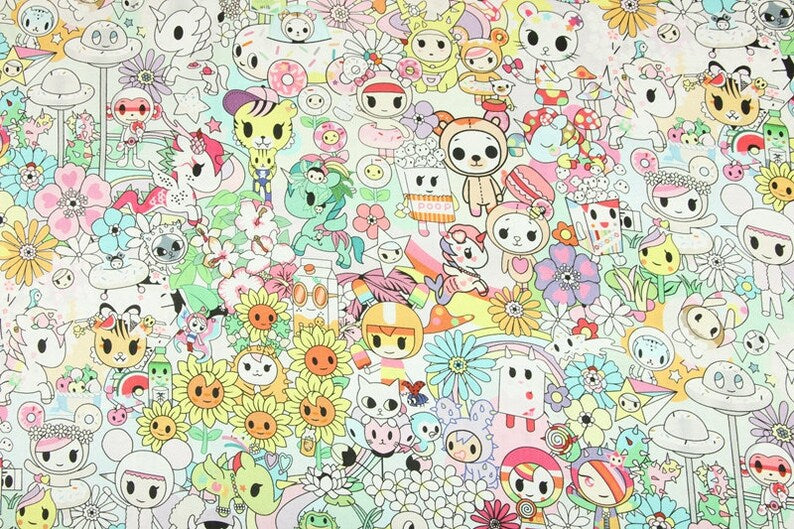 Tokidoki Anime Characters Series 5 ! 1 Yard Quality Printed Cotton Fabric, Fabric by Yard, Yardage Cotton Children Fabrics, Japanese