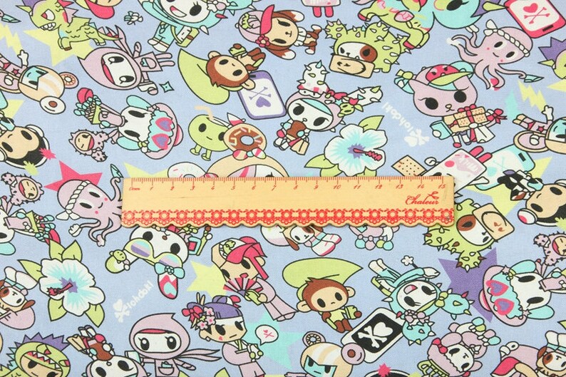 Tokidoki Anime Characters Series 5 ! 1 Yard Quality Printed Cotton Fabric, Fabric by Yard, Yardage Cotton Children Fabrics, Japanese